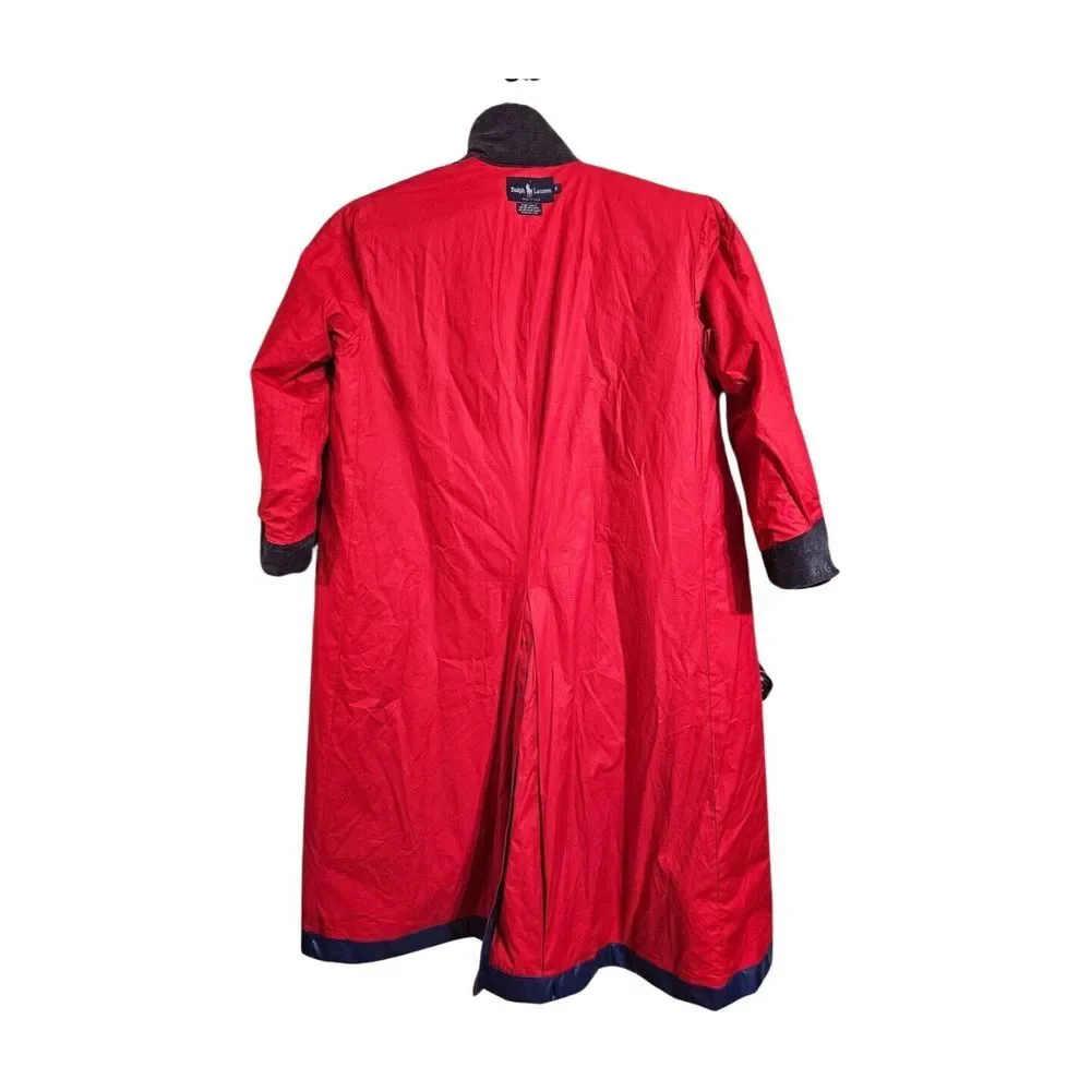 Vintage RARE Ralph‎ Lauren Blue Rubberized Canvas Trench Coat Saling 80s Adult M